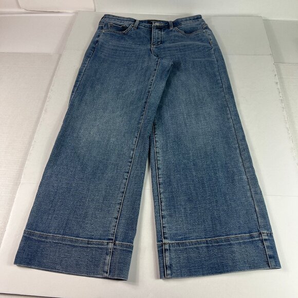 Not Your Daughters Jeans Women's 30x26* Teresa Wide Leg Crop Blue Denim Tag 6 - Picture 1 of 16